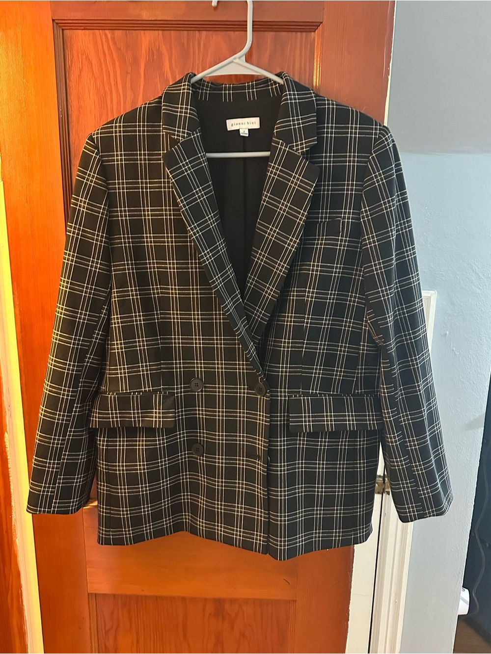 Gianni Bini Black & White Windowpane Blazer